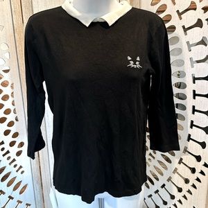 NWT Louche London Black Cat Sweater with Peter Pan Collar sz 14 UK ModCloth